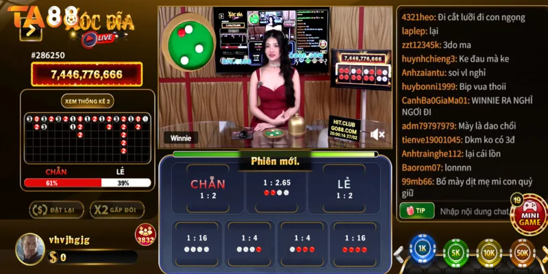 Xóc Đĩa TA88 Livestream chân thực như ở sòng bạc